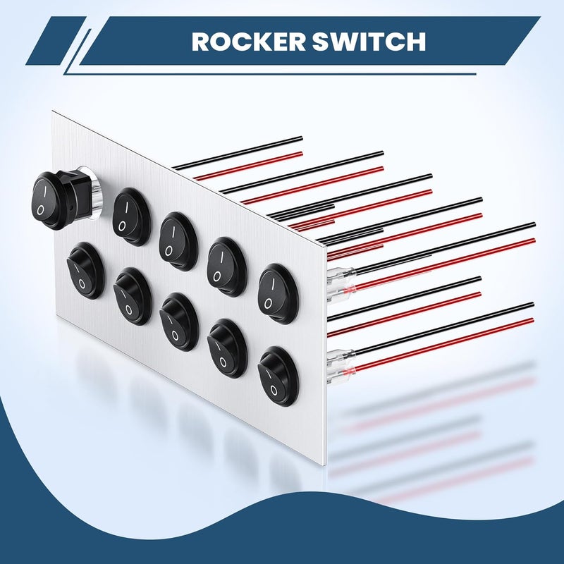 DMTVAL 10Pcs 12V Round Rocker Switch Kit, 2 Pin 2 Position SPST ON/Off Toggle with Pre-Wired Leads, Rated 6A/250V 10A/125V, for Car, Boat, Marine, RV - Image 4